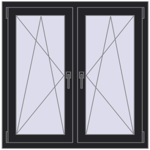 Zamów teraz Okna skrzydłowe 1080x1070 mm REHAU ENERGY-SAVING SYNEGO MD BLACK_ULTI-MATT dwustronny