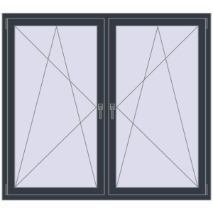 Okno plastikowe 1725x1475 mm Dwuskrzydłowe. Widok od środka Zamów teraz Okna skrzydłowe 1725x1475 mm REHAU ENERGY-SAVING SYNEGO MD ANTHRACITE_GREY_STRUKTURAL dwustronny