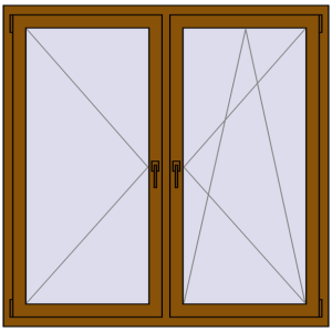 Buy Tilt-and-Turn 1480x1440 mm REHAU OPTIMUM EURO-DESIGN 70 GOLDEN OAK two-sided