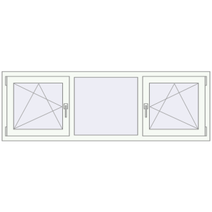 Buy Tilt-and-Turn 1800x600 mm REHAU OPTIMUM EURO-DESIGN 70 RAL 9016 Traffic white two-sided