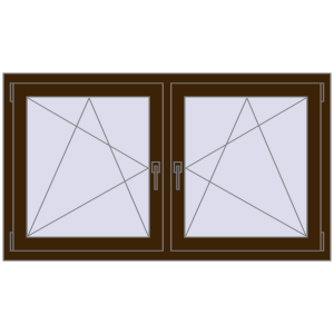 Okno plastikowe 1400x800 mm Dwuskrzydłowe. Widok od środka Zamów teraz Okna skrzydłowe 1400x800 mm REHAU OPTIMUM EURO-DESIGN 70 DARK_OAK dwustronny