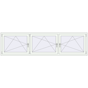 Buy Tilt-and-Turn 2660x700 mm REHAU OPTIMUM EURO-DESIGN 70 RAL 9016 Traffic white two-sided