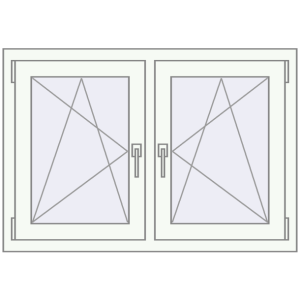 Okno plastikowe 1065x740 mm Dwuskrzydłowe. Widok od środka Zamów teraz Okna skrzydłowe 1065x740 mm REHAU ENERGY-SAVING SYNEGO MD BLACK_ULTI-MATT zewnętrzny
