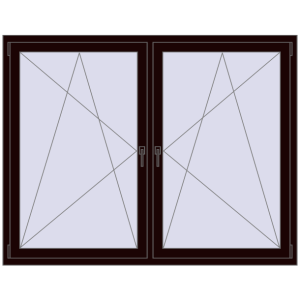 Plastic window 1755x1355 mm Dwuskrzydłowe. View from inside Buy Tilt-and-Turn 1755x1355 mm REHAU ENERGY-SAVING SYNEGO MD CHOCOLATE_BROWN two-sided
