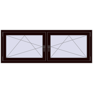Plastic window 1770x635 mm Dwuskrzydłowe. View from inside Buy Tilt-and-Turn 1770x635 mm REHAU ENERGY-SAVING SYNEGO MD CHOCOLATE_BROWN two-sided