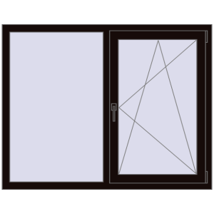 Buy Tilt-and-Turn 1400x1100 mm REHAU OPTIMUM EURO-DESIGN 70 BLACK_BROWN two-sided