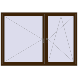 Zamów teraz Okna skrzydłowe 2060x1430 mm REHAU ENERGY-SAVING SYNEGO MD DARK_OAK dwustronny