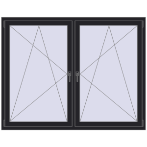 Plastic window 1755x1355 mm Dwuskrzydłowe. View from inside Buy Tilt-and-Turn 1755x1355 mm REHAU ENERGY-SAVING SYNEGO MD BLACK_ULTI-MATT two-sided