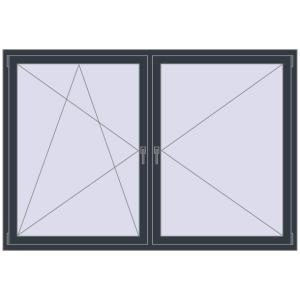 Buy Tilt-and-Turn 2050x1400 mm REHAU OPTIMUM EURO-DESIGN 70 ANTHRACITE_GREY_STRUKTURAL two-sided