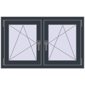 Okno plastikowe 1080x650 mm Dwuskrzydłowe. Widok od środka Zamów teraz Okna skrzydłowe 1080x650 mm REHAU ENERGY-SAVING SYNEGO MD ANTHRACITE_GREY_STRUKTURAL dwustronny