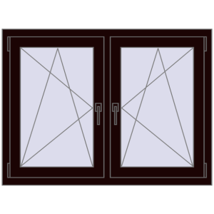 Okno plastikowe 1155x860 mm Dwuskrzydłowe. Widok od środka Zamów teraz Okna skrzydłowe 1155x860 mm REHAU ENERGY-SAVING SYNEGO MD CHOCOLATE_BROWN dwustronny
