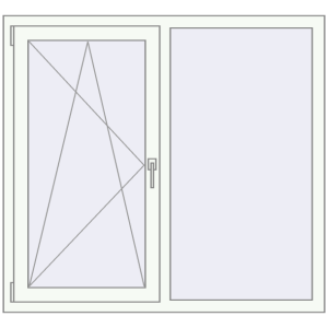 Plastic window 1300x1200 mm Double-leaf. View from inside Buy Tilt-and-Turn 1300x1200 mm EPSILON OPTIMA RAL 9016 Traffic white two-sided