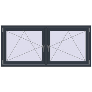 Zamów teraz Okna skrzydłowe 1680x770 mm REHAU ENERGY-SAVING SYNEGO MD ANTHRACITE_GREY_STRUKTURAL dwustronny