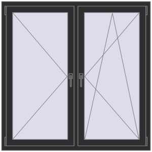 Buy Tilt-and-Turn 1350x1350 mm REHAU OPTIMUM EURO-DESIGN 70 ANTHRACITE_GREY_GLATT two-sided