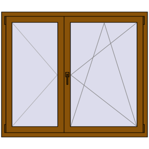 Buy Tilt-and-Turn 1400x1200 mm REHAU ENERGY-SAVING SYNEGO MD GOLDEN OAK two-sided
