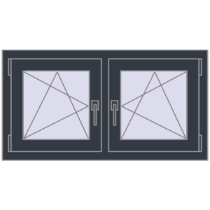 Okno plastikowe 990x545 mm Dwuskrzydłowe. Widok od środka Zamów teraz Okna skrzydłowe 990x545 mm EPSILON OPTIMA ANTHRACITE_GREY_STRUKTURAL dwustronny