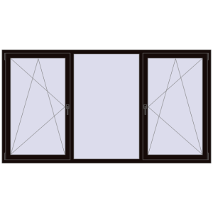 Buy Tilt-and-Turn 2470x1340 mm REHAU ENERGY-SAVING SYNEGO MD BLACK_BROWN two-sided