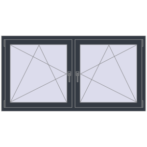 Okno plastikowe 1665x860 mm Dwuskrzydłowe. Widok od środka Zamów teraz Okna skrzydłowe 1665x860 mm REHAU ENERGY-SAVING SYNEGO MD ANTHRACITE_GREY_STRUKTURAL dwustronny