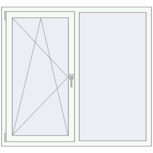 Plastic window 1400x1280 mm Double-leaf. View from inside Buy Tilt-and-Turn 1400x1280 mm EPSILON OPTIMA RAL 9016 Traffic white two-sided