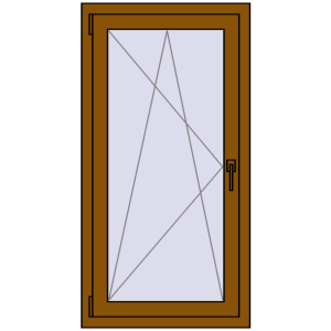 Plastic window 700x1300 mm Single-leaf. View from inside Buy Tilt-and-Turn 700x1300 mm EPSILON OPTIMA GOLDEN OAK two-sided