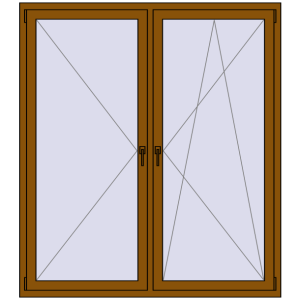 Buy Tilt-and-Turn 1600x1800 mm REHAU ENERGY-SAVING SYNEGO MD GOLDEN OAK two-sided