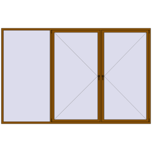 Buy Tilt-and-Turn 3600x2300 mm REHAU OPTIMUM EURO-DESIGN 70 GOLDEN OAK two-sided