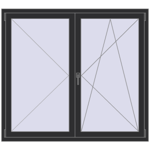Buy Tilt-and-Turn 1500x1350 mm REHAU OPTIMUM EURO-DESIGN 70 ANTHRACITE_GREY_GLATT two-sided