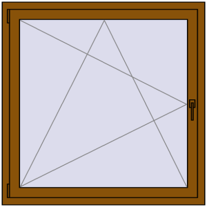 Okno plastikowe 1200x1200 mm Jednoskrzydłowe. Widok od środka Zamów teraz Okna skrzydłowe 1200x1200 mm CLASICTHERM 70 GOLDEN OAK dwustronny