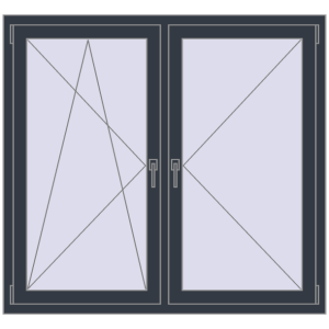 Buy Okna skrzydłowe 1370x1270 mm REHAU OPTIMUM EURO-DESIGN 70 ANTHRACITE_GREY_STRUKTURAL dwustronny