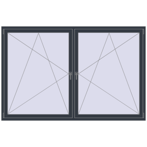 Buy Tilt-and-Turn 2300x1500 mm REHAU OPTIMUM EURO-DESIGN 70 ANTHRACITE_GREY_STRUKTURAL two-sided