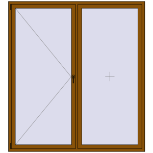 Buy Tilt-and-Turn 2000x2200 mm REHAU ENERGY-SAVING SYNEGO MD GOLDEN OAK two-sided