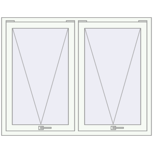 Okno plastikowe 1400x1100 mm Dwuskrzydłowe. Widok od środka Zamów teraz Okna skrzydłowe 1400x1100 mm REHAU ENERGY-SAVING SYNEGO MD RAL 9016 Traffic white dwustronny