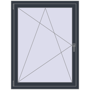 Okno plastikowe 1000x1300 mm Jednoskrzydłowe. Widok od środka Zamów teraz Okna skrzydłowe 1000x1300 mm REHAU ENERGY-SAVING SYNEGO MD ANTHRACITE_GREY_STRUKTURAL dwustronny