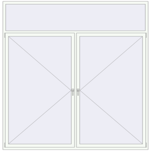 Okno plastikowe 2600x2650 mm Dwuskrzydłowe z naświetlem. Widok od środka Zamów teraz Okna skrzydłowe 2600x2650 mm REHAU OPTIMUM EURO-DESIGN 70 RAL 9016 Traffic white dwustronny