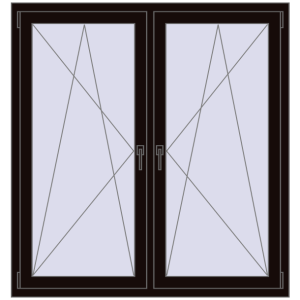 Zamów teraz Okna skrzydłowe 1440x1430 mm REHAU ENERGY-SAVING SYNEGO MD BLACK_BROWN dwustronny