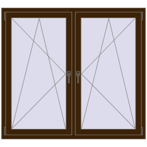 Zamów teraz Okna skrzydłowe 1545x1340 mm REHAU ENERGY-SAVING SYNEGO MD DARK_OAK dwustronny