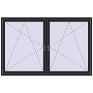 Buy Tilt-and-Turn 2200x1400 mm REHAU ENERGY-SAVING SYNEGO MD BLACK_ULTI-MATT two-sided
