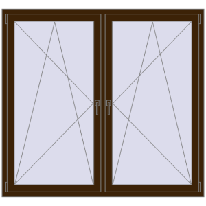 Okno plastikowe 1650x1535 mm Dwuskrzydłowe. Widok od środka Zamów teraz Okna skrzydłowe 1650x1535 mm REHAU ENERGY-SAVING SYNEGO MD DARK_OAK dwustronny