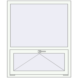 Plastic window 1000x1200 mm Single-leaf with fanlight. View from inside Buy Tilt-and-Turn 1000x1200 mm EPSILON OPTIMA RAL 9016 Traffic white two-sided
