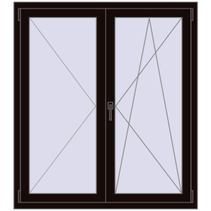 Zamów teraz Okna skrzydłowe 1200x1350 mm REHAU OPTIMUM EURO-DESIGN 70 BLACK_BROWN dwustronny