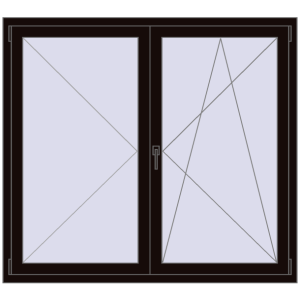 Buy Tilt-and-Turn 1500x1350 mm REHAU OPTIMUM EURO-DESIGN 70 BLACK_BROWN two-sided