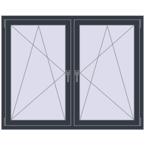 Buy Tilt-and-Turn 1500x1200 mm REHAU ENERGY-SAVING SYNEGO MD ANTHRACITE_GREY_STRUKTURAL two-sided