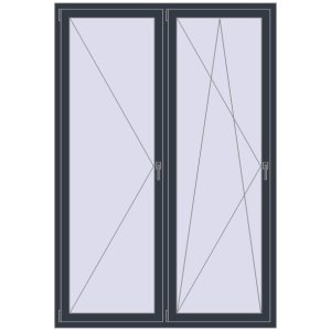 Zamów teraz Okna skrzydłowe 1500x2200 mm REHAU OPTIMUM EURO-DESIGN 70 ANTHRACITE_GREY_STRUKTURAL dwustronny