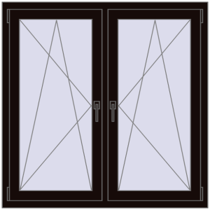 Zamów teraz Okna skrzydłowe 1200x1200 mm REHAU OPTIMUM EURO-DESIGN 70 BLACK_BROWN dwustronny