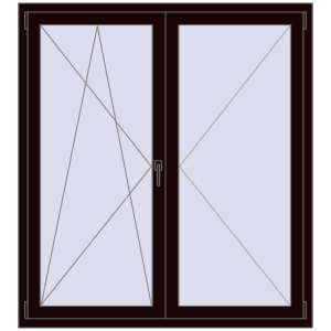 Buy Tilt-and-Turn 1360x1500 mm REHAU OPTIMUM EURO-DESIGN 70 CHOCOLATE_BROWN two-sided
