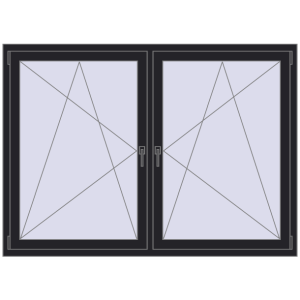 Zamów teraz Okna skrzydłowe 1830x1265 mm REHAU ENERGY-SAVING SYNEGO MD BLACK_ULTI-MATT dwustronny