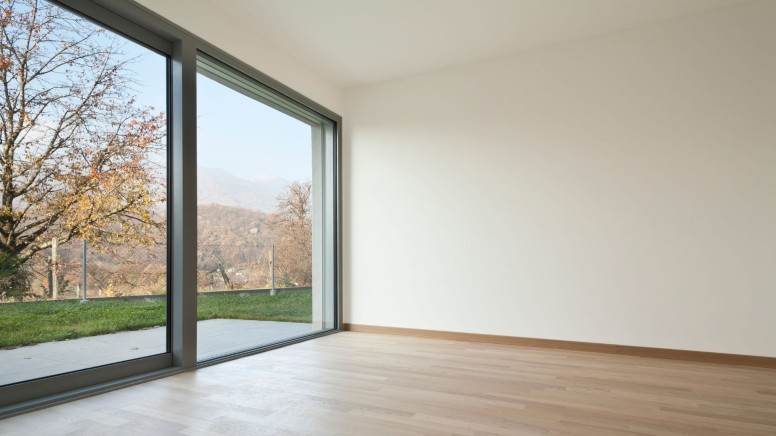 Sliding doors to the terrace near the cottage