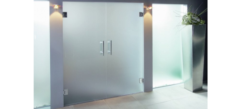 Glass double leaf doors