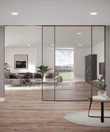 Aluminum sliding door with cold profile