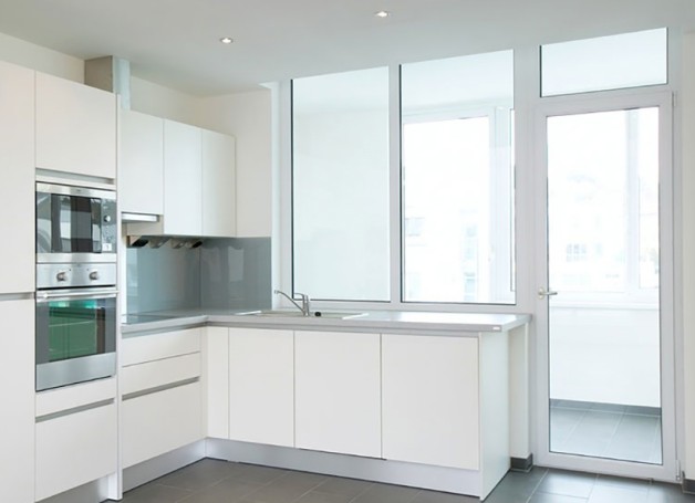 Interior plastic doors in the kitchen